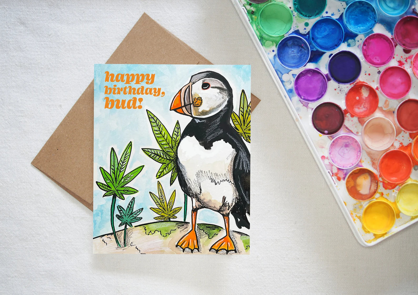 Puffin Birthday Bud Card