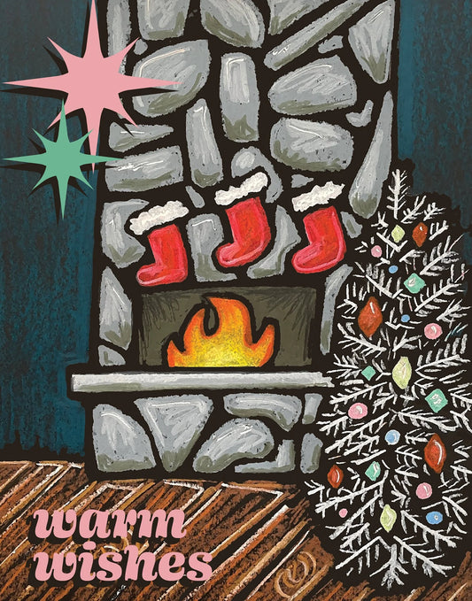 Midcentury Mantel Holiday Card