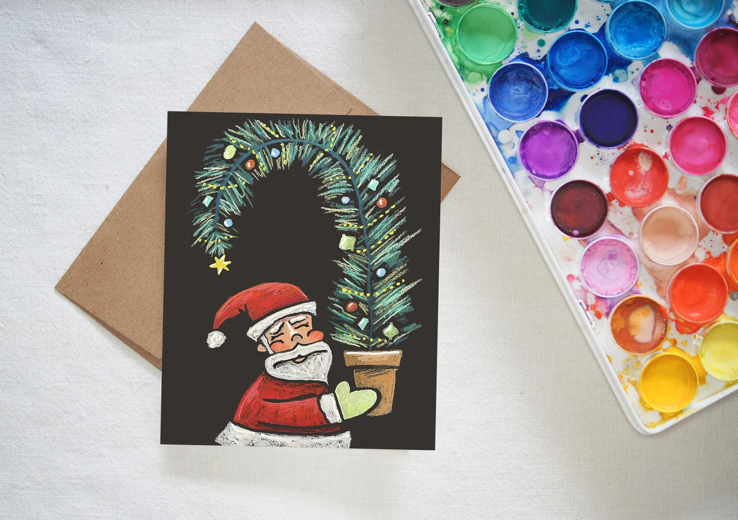 Santa Christmas Tree Card