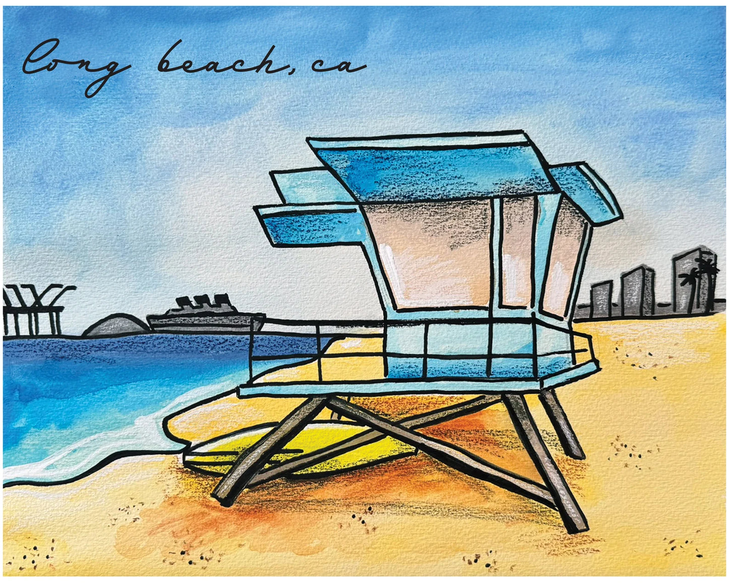 Long Beach Lifeguard Tower Card