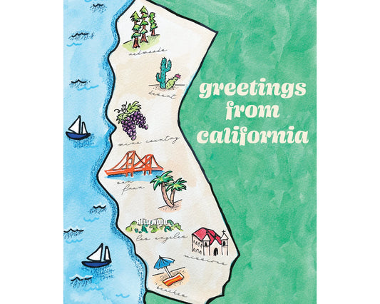 Greetings from California Map Card